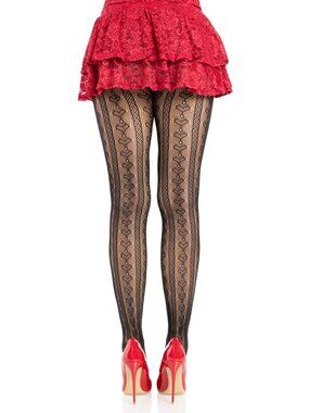 Sweetheart Striped Tights - Os - Black/red Leg Avenue